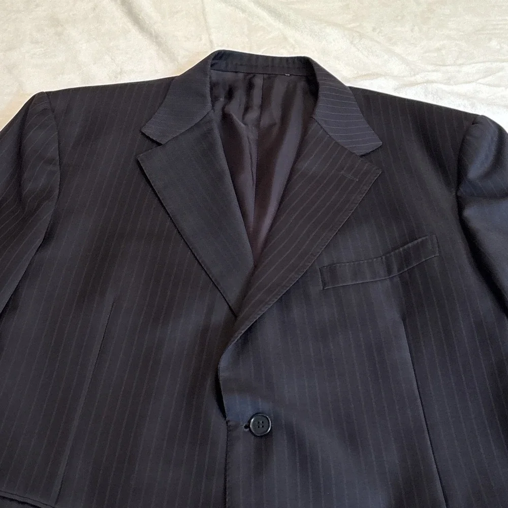 Canali Nordstrom Blazer Mens Black Pinstripe Wool Made in Italy Mens 42 Jacket